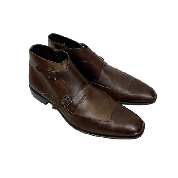 Mezland Monk Strap Chelsea Boots Brown Almond Toe Men\'s 10M NICE main image 8